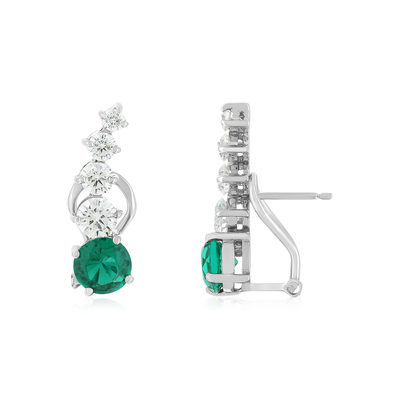 Boucles d'oreilles argent 925 cristal vert et zirconias - vue 1