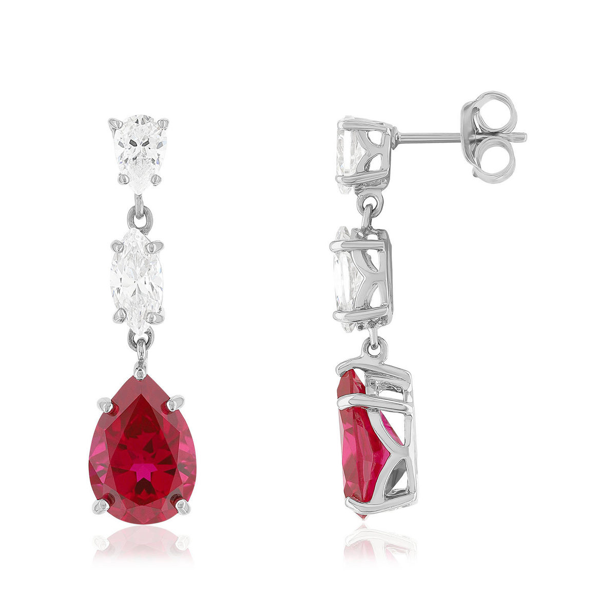 Boucles d'oreilles argent 925 cristal rouge et zirconias