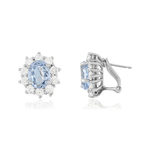 Boucles d'oreilles argent 925 cristal bleu clair et zirconias - vue 1