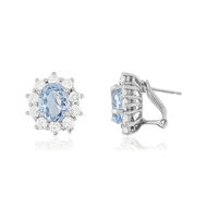 Boucles d'oreilles argent 925 cristal bleu clair et zirconias