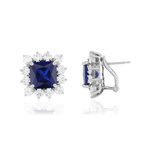 Boucles d'oreilles argent 925 cristal bleu et zirconias - vue 1