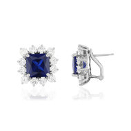 Boucles d'oreilles argent 925 cristal bleu et zirconias