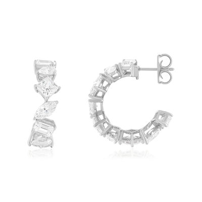 Demi créoles argent 925 zirconias - vue 1