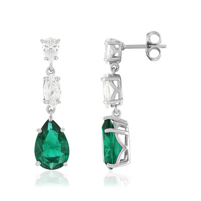 Boucles d'oreilles argent 925 cristal vert et zirconias - vue 1