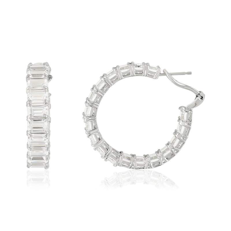 925 sterling silver hoop earrings with cubic zirconia - view 1
