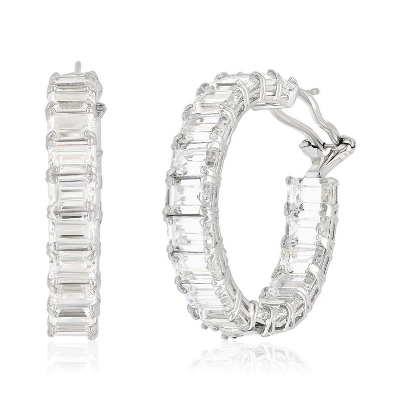 925 silver and zirconia hoop earrings - view 6