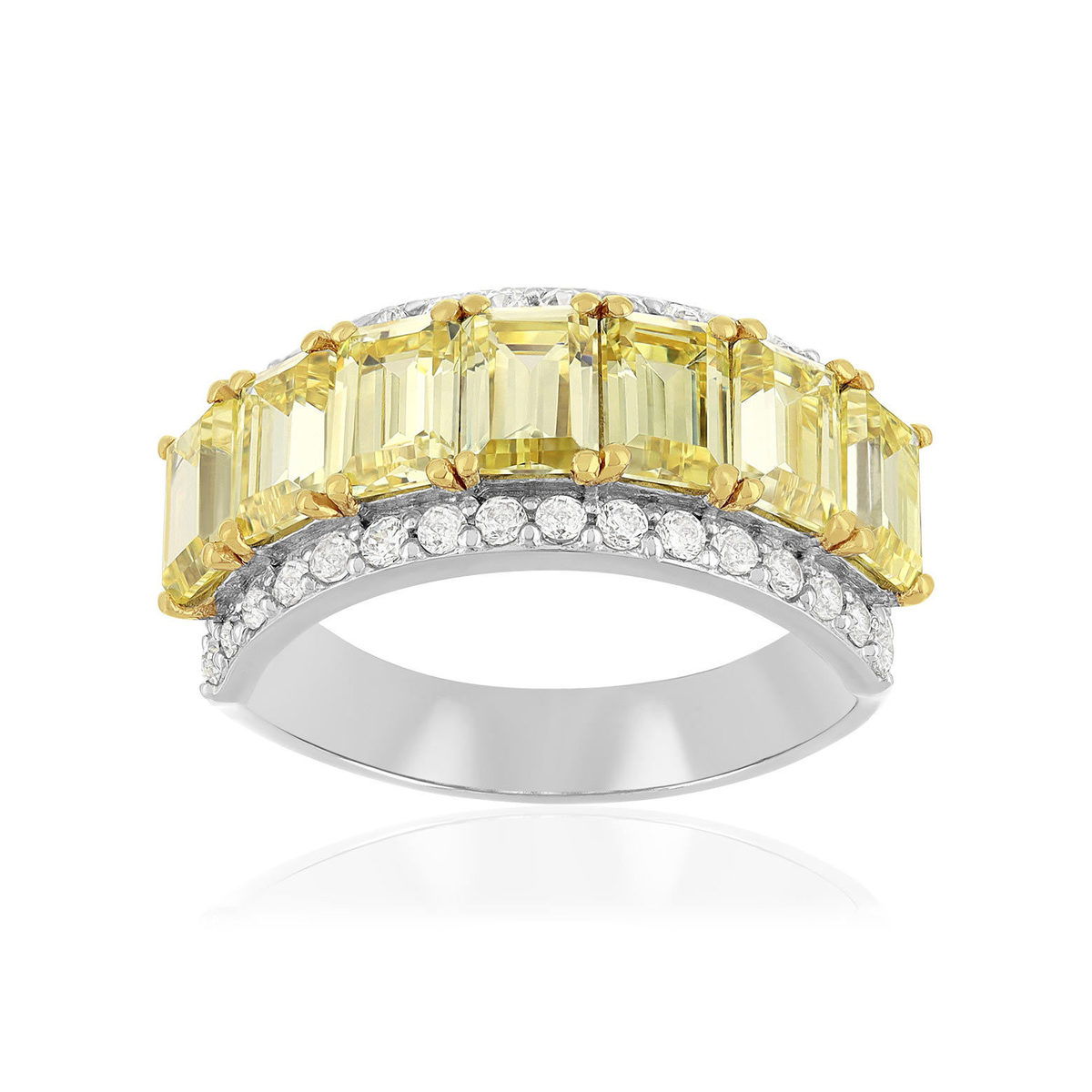 Bague argent 925 zirconias jaune et blanc