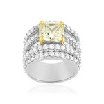 Bague argent 925 zirconias jaune et blanc - vue 1