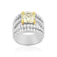 Bague argent 925 zirconias jaune et blanc