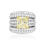 Bague argent 925 zirconias jaune et blanc - vue 3