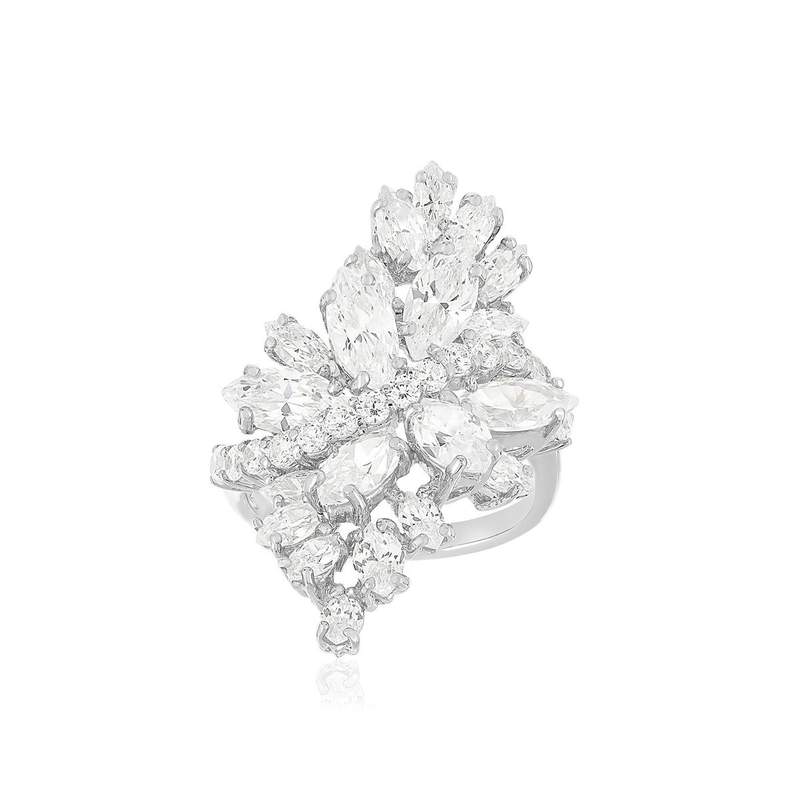 Bague argent 925 zirconias - vue 1
