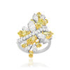 Bague argent 925 zirconias jaune et blanc - vue V1