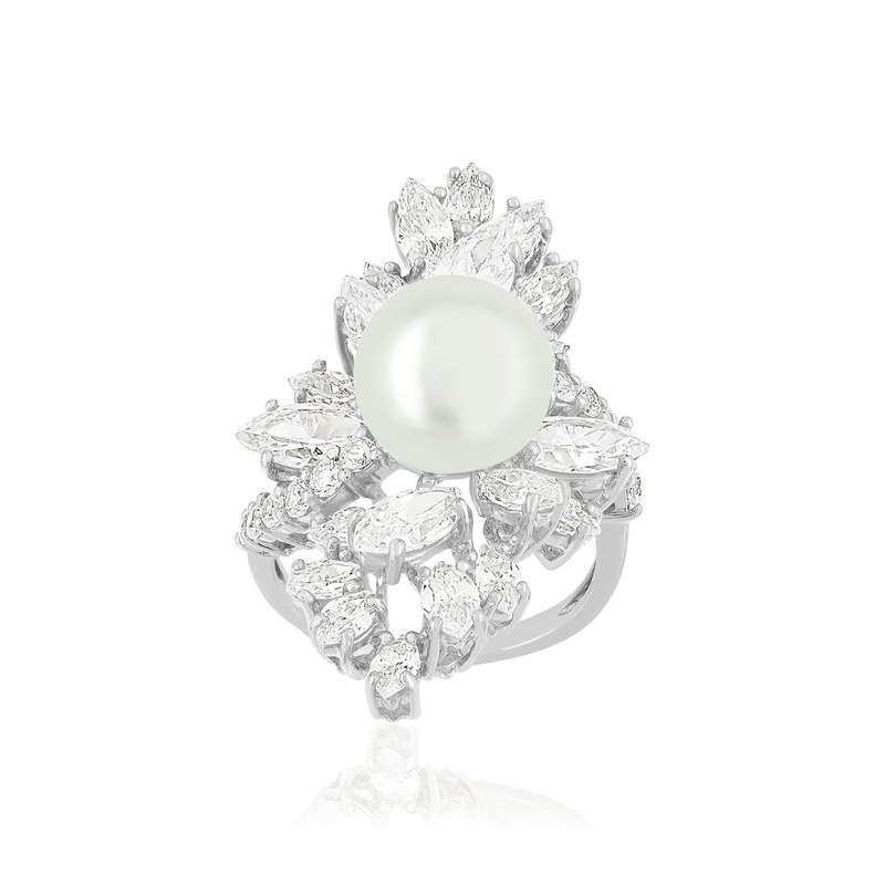 Bague argent 925 perle d'eau douce et zirconias - vue 1