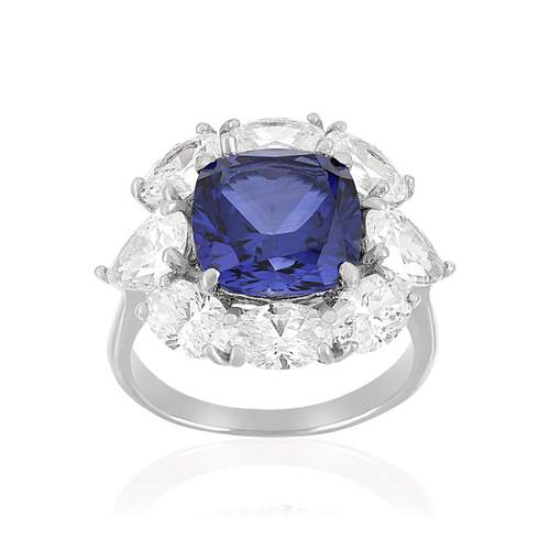 Bague argent 925 cristal bleu et zirconias