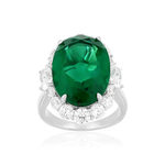 Bague argent 925 cristal vert et zirconias - vue 1