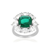 Bague argent 925 cristal vert et zirconias