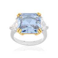 Bague argent 925 2 tons cristal bleu et zirconias