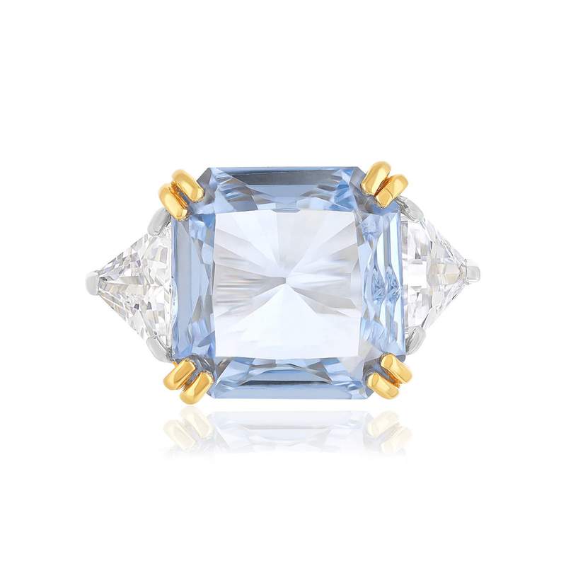 Bague argent 925 2 tons cristal bleu et zirconias - vue 3