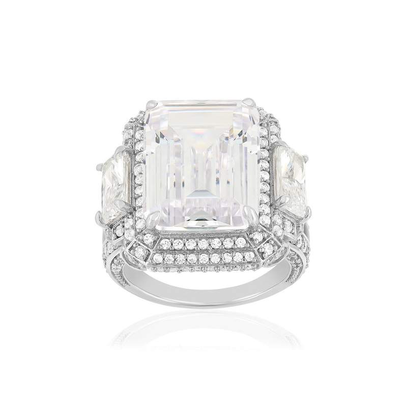 Bague argent 925 et zirconias - vue 1