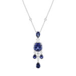 Collier argent 925 et zirconias bleus et blanc - vue 1