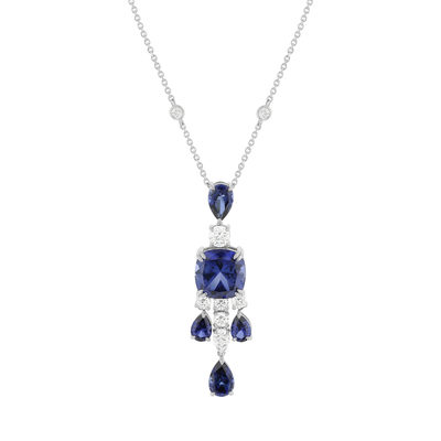 Collier argent 925 et zirconias bleus et blanc