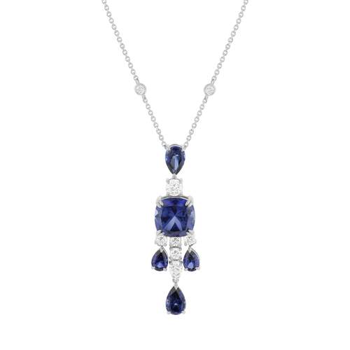 Collier argent 925 et zirconias bleus et blanc