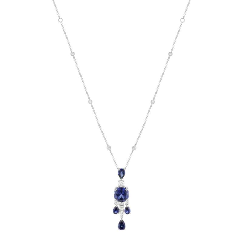 Collier argent 925 et zirconias bleus et blanc - vue 2