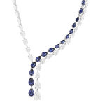 Collier argent 925 saphirs synthétiques bleu foncé et zirconias 42cm - vue 1