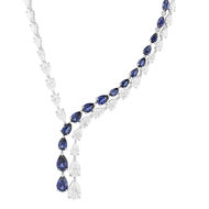 Collier argent 925 saphirs synthétiques bleu foncé et zirconias 42cm