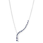 Collier argent 925 saphirs synthétiques bleu foncé et zirconias 42cm - vue 2