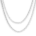 Collier argent 925 multi rangs zirconias 45cm et 42cm - vue 1