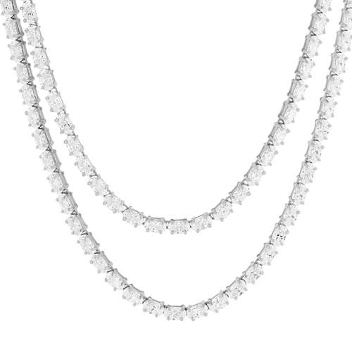 Ketting zilver 925 multi-rows zirkonia's 45cm en 42cm