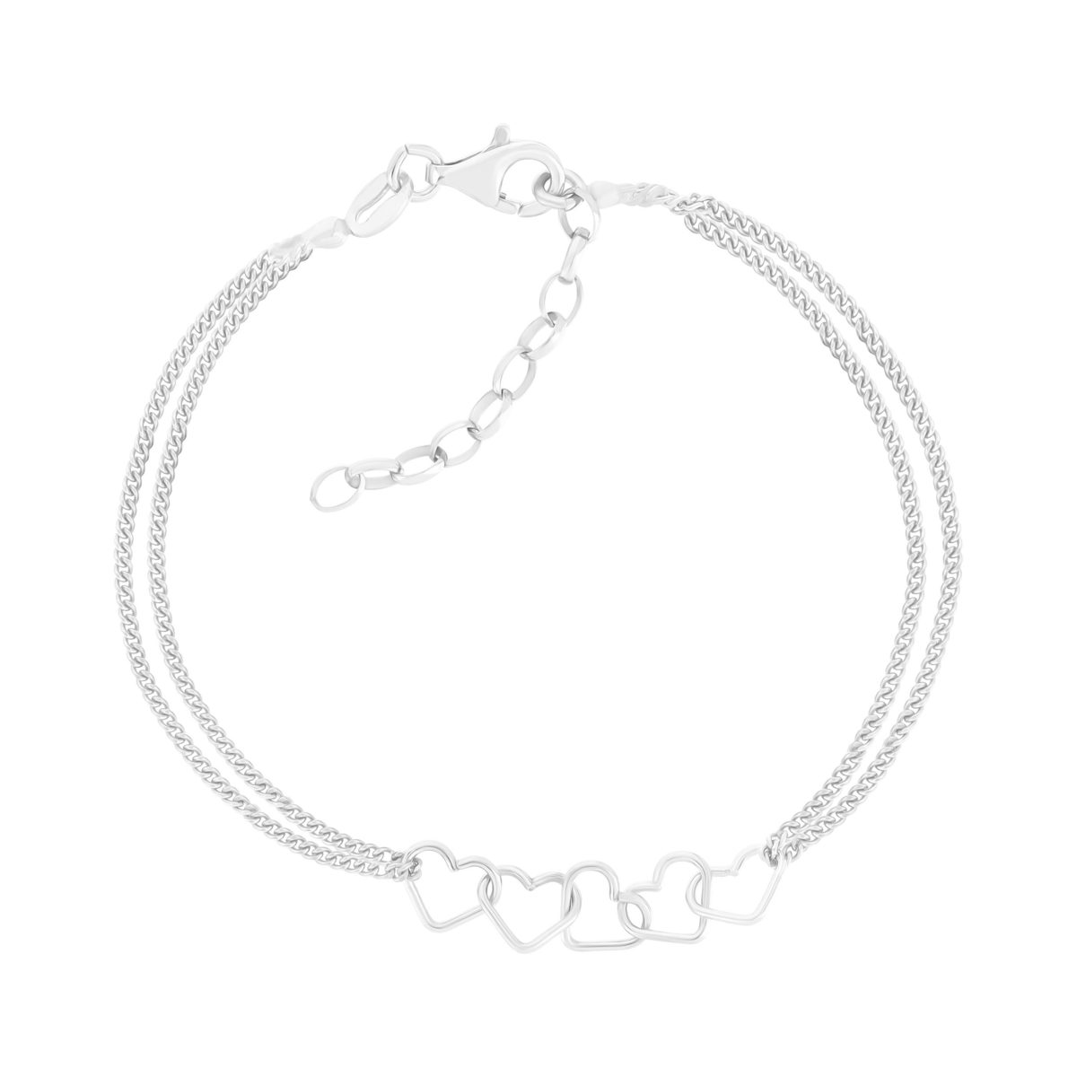 Bracelet argent 925 motifs coeurs