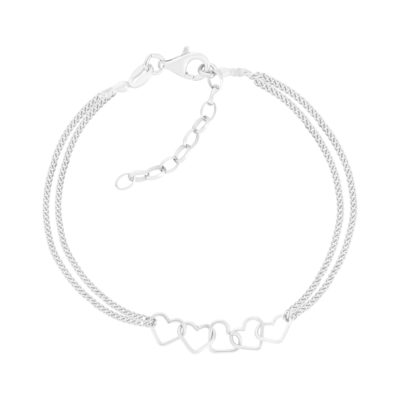 Bracelet argent 925 motifs coeurs - vue 1