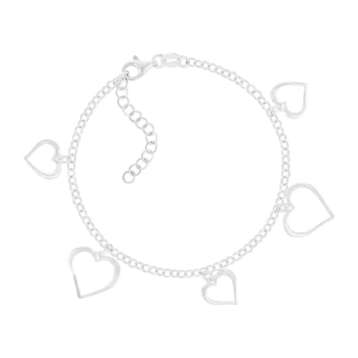 Bracelet argent 925 pampilles coeurs