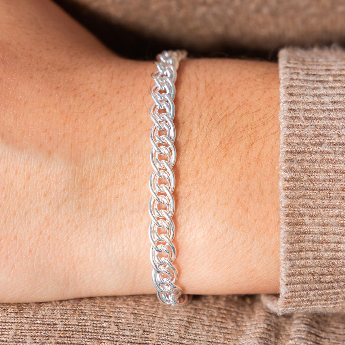 Bracelet argent 925 maille fantaisie 19 cm - vue porté 1