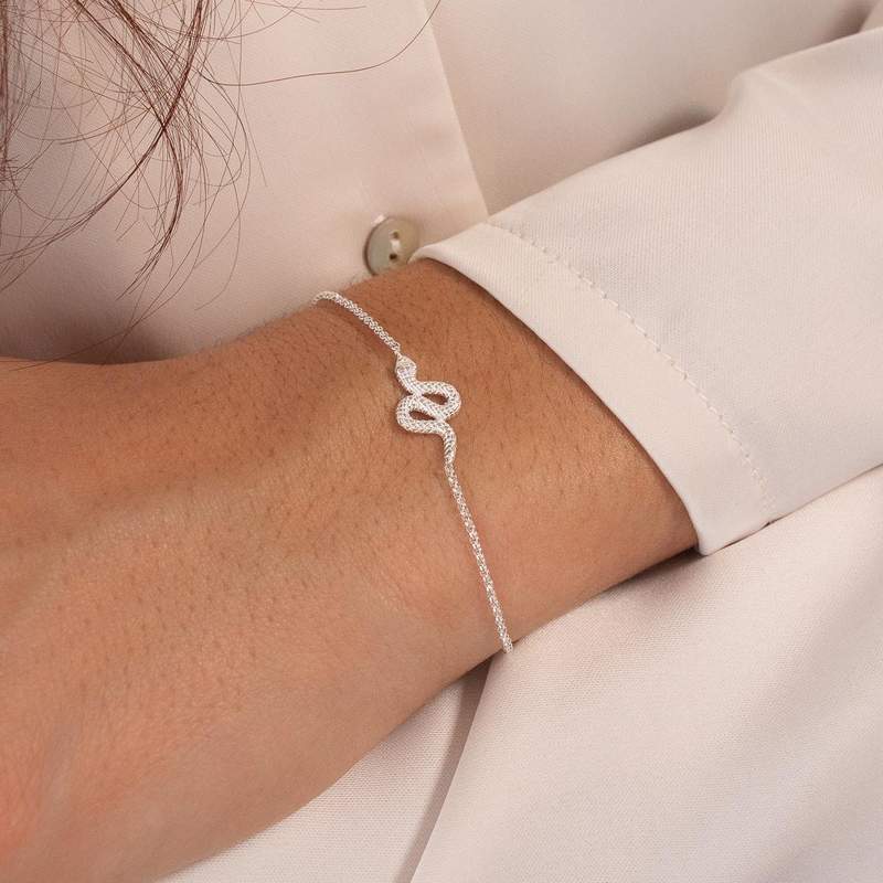 Bracelet argent 925 motif serpent 21 cm - vue porté 1