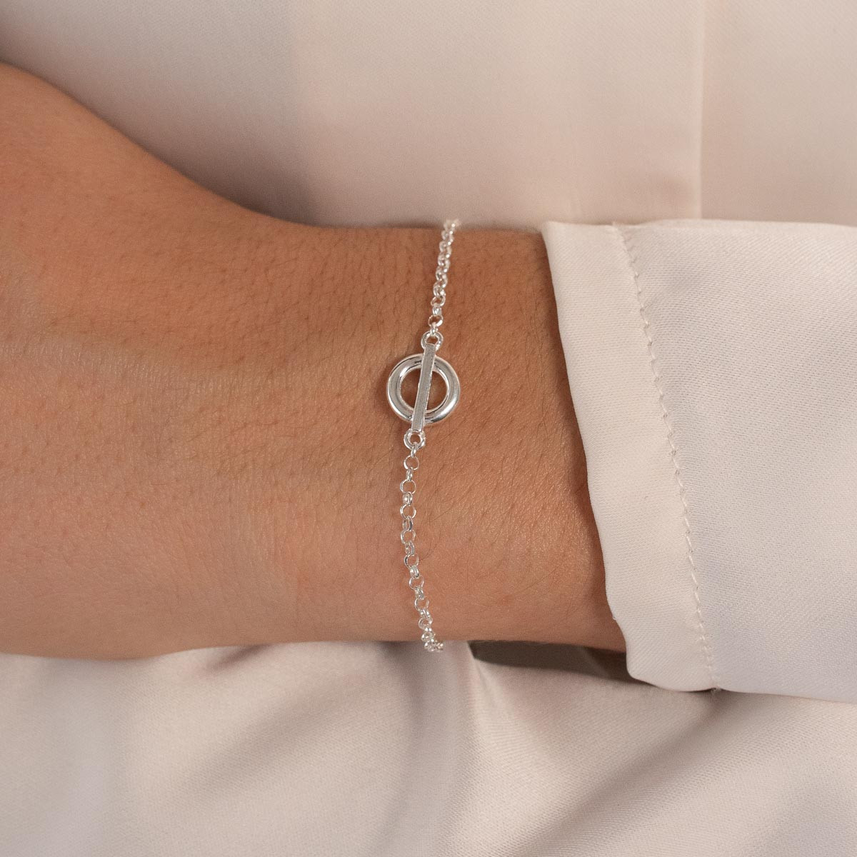 Bracelet argent 925 fantaisie 20 cm - vue porté 1