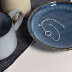 Bracelet argent 925 motif rond torsadé et pampille ronde 19 cm - vue D1