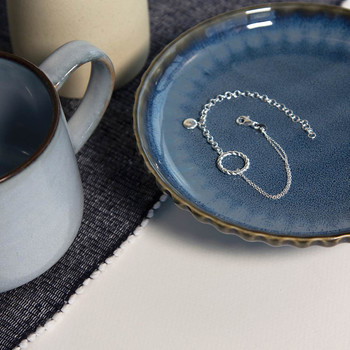 Bracelet argent 925 motif rond torsadé et pampille ronde 19 cm