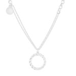Collier argent 925 motif rond torsadé et pampille ronde 45 cm - vue 1