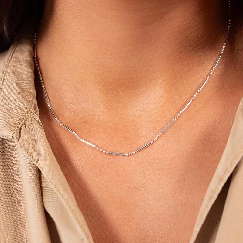 Collier argent 925 maille fantaisie 41 cm - vue porté 1