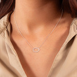 Collier argent 925 motif ovale 45 cm - vue porté 1