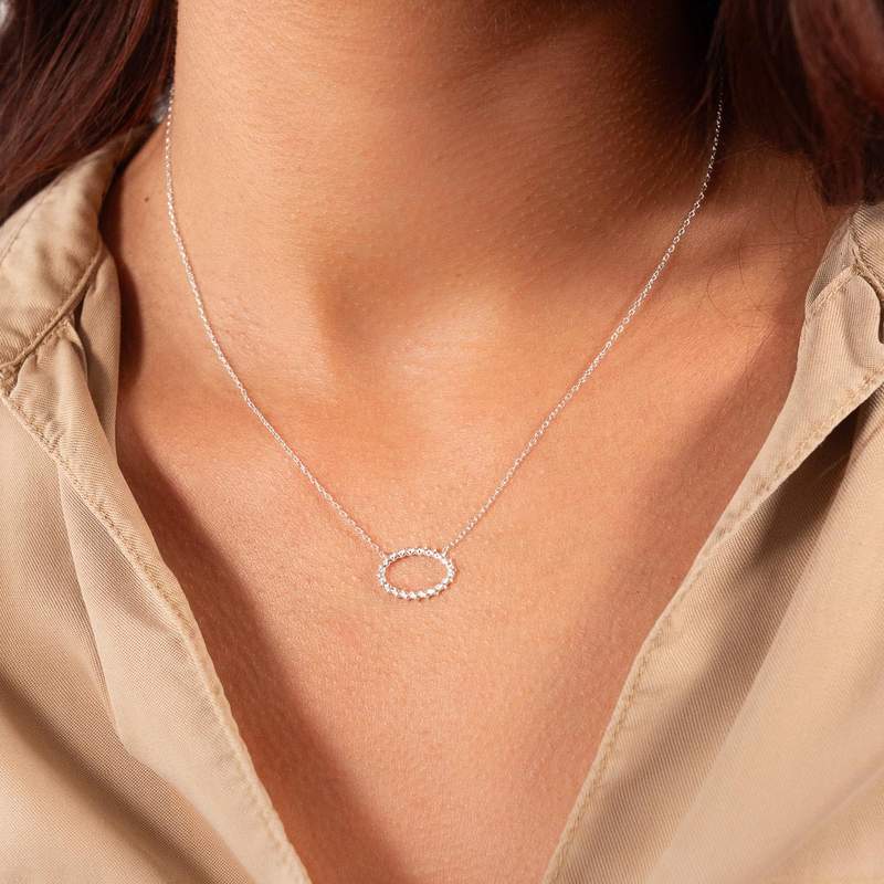 Collier argent 925 motif ovale 45 cm - vue porté 1