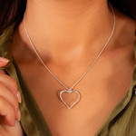 Collier argent 925 coeur 44 cm - vue porté 1