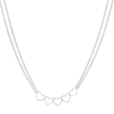 Silver necklace 925 hearts 49 cm