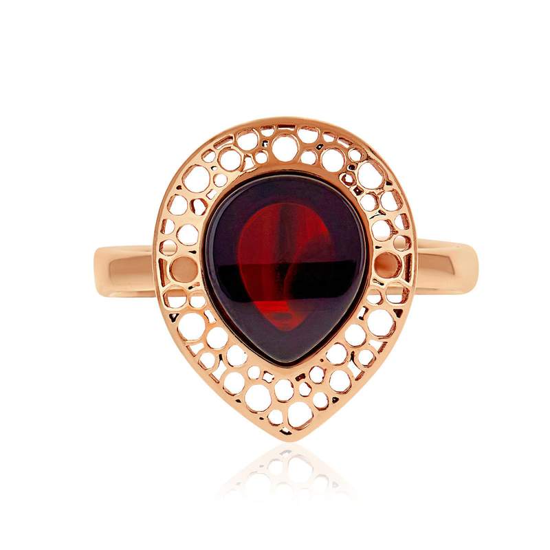 Bague argent 925 rose ambre - vue 3
