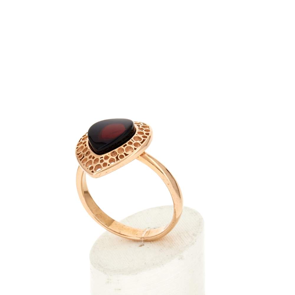Bague argent 925 rose ambre - vue 3
