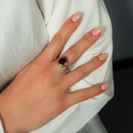 Bague argent 925 rose ambre - vue porté 1