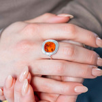 Bague argent 925 ambre - vue porté 1